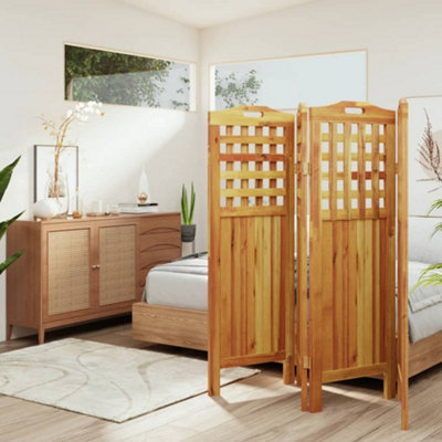 VIDAXL Room Divider - 4 Panel - Solid Acacia Wood - Brown - Image 3