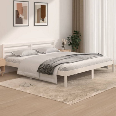 Vidaxl Bed Frame Without Mattress 180X200Cm White Super King Size from B&Q