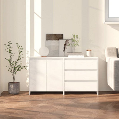 Vidaxl 2 Piece Sideboard White Engineered Wood from B&Q