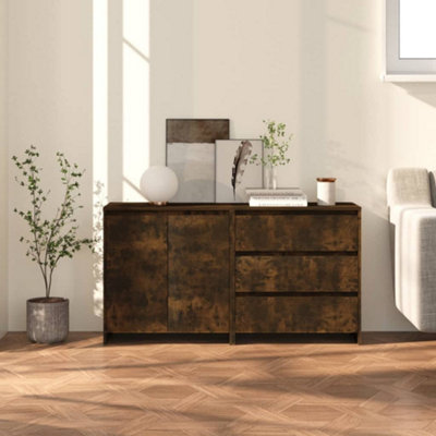 B&Q -  2 Piece Sideboard Smoked Oak Engineered Wood