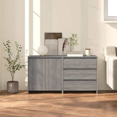 Vidaxl 2 Piece Sideboard Grey Sonoma Engineered Wood from B&Q