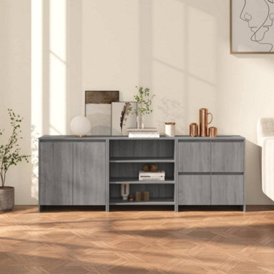 Vidaxl 3 Piece Sideboard Sonoma Engineered Wood Grey