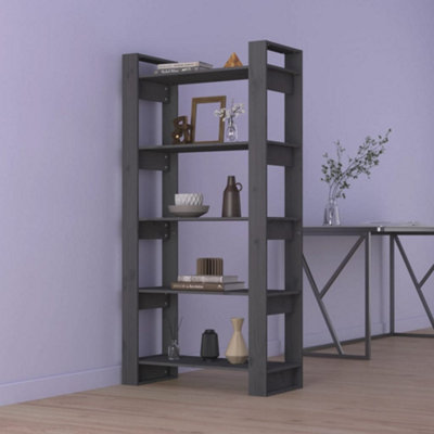 Vidaxl Book Cabinet/room Divider Grey 80X35X160 Cm Solid Wood Book Cabinets from B&Q