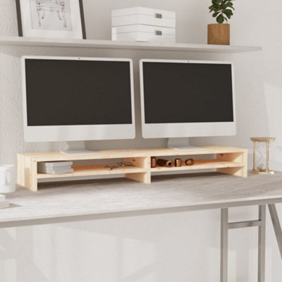 Vidaxl Monitor Stand 100X24X13 Cm Solid Wood Pine Monitor Stands