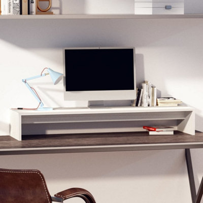 Vidaxl Monitor Stand 100X27x15 Cm Solid Wood Pine Monitor Stands White
