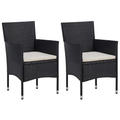 Vidaxl Garden Dining Chairs 2 Pcs Poly Rattan Garden Dining Chairs Black