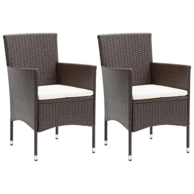 B&Q -  Garden Dining Chairs 2 Pcs Poly Rattan Brown