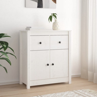 B&Q -  Sideboard White 70X35X80 Cm Solid Wood Pine
