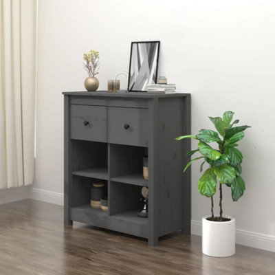 B&Q -  Sideboard Grey 70X35X80 Cm Solid Wood Pine