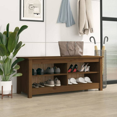 Vidaxl Shoe Bench Honey 110X38x45.5 Cm Solid Wood Pine Shoe Benches Brown