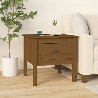 B&Q -  Side Table Honey Brown 50X50X49 Cm Solid Wood Pine