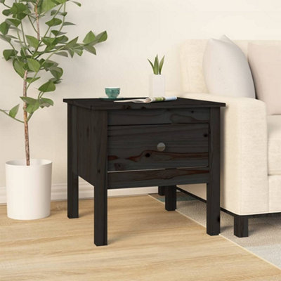 B&Q -  Side Table Black 50X50X49 Cm Solid Wood Pine Side Tables