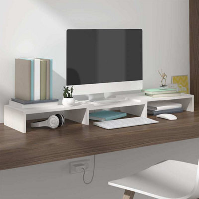 Vidaxl White Monitor Stand 80X24x10.5 Cm Solid Wood Pine