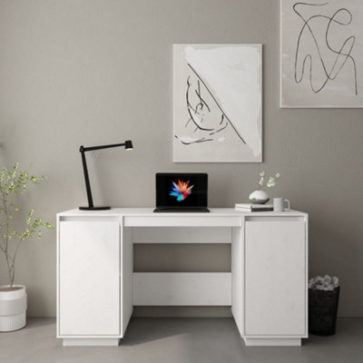 B&Q -  Desk White 140X50X75 Cm Solid Wood Pine Desks