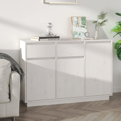 Vidaxl Sideboard White 110X34X75 Cm Solid Wood Pine from B&Q