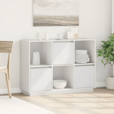 B&Q -  Sideboard White 110.5X35X80 Cm Solid Wood Pine