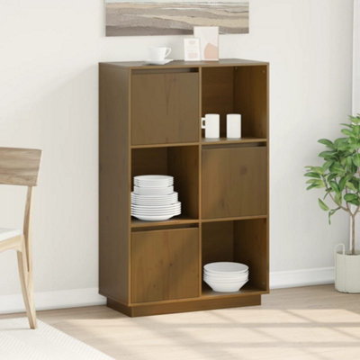 B&Q -  Highboard Honey Brown 74X35X117 Cm Solid Wood Pine