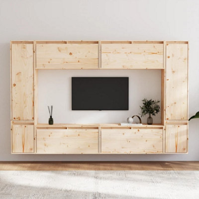 Vidaxl Tv Cabinets 8 Pcs Solid Wood Pine