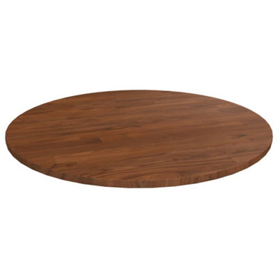 B&Q -  Round Table Top Dark Brown 60X1.5 Cm Treated Solid Wood Oak