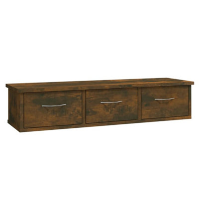 B&Q -  Wall Cabinet Smoked Oak 88X26X18.5 Cm Engineered Wood