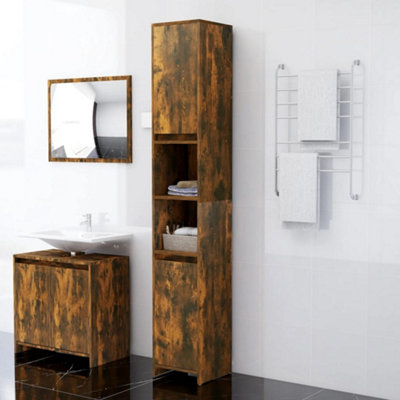 Vidaxl Bathroom Cabinet Smoked Oak 30X30X183.5 Cm Engineered Wood from B&Q