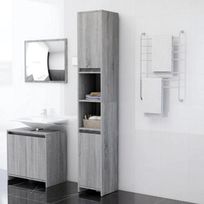 B&Q -  Bathroom Cabinet Grey Sonoma 30X30X183.5 Cm Engineered Wood