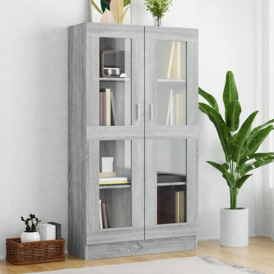 Vidaxl Grey Vitrine Cabinet Sonoma 82.5X30.5x150 Cm Engineered Wood Size 4