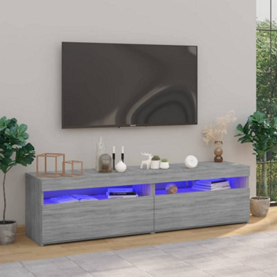 Vidaxl Tv Cabinet With Led Lights 2 Pcs Sonoma 75X35x40 Cm Grey