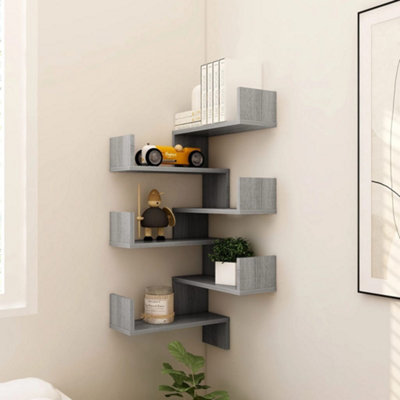 (Grey Sonoma, 2) Vidaxl Wall Corner Shelf Wall Rack Wall-Mounted Storage Shelf Engineered Wood 8720286932698 - Image 4