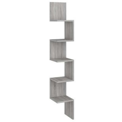 vidaXL - Corner Wall Shelf - 5 Shelf - Grey - Image 4