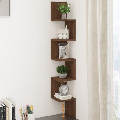 Vidaxl Brown Wall Corner Shelf Oak 20X20x127.5 Cm Engineered Wood