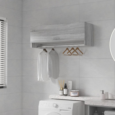 Vidaxl (Grey Sonoma) Wardrobe Engineered Wood Cabinet Hanger Clothes Organiser Multi Colours - Image 4
