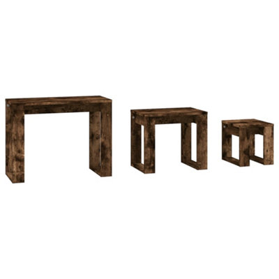 Vidaxl Nesting Tables 3 Pcs Smoked Oak Engineered Wood from B&Q
