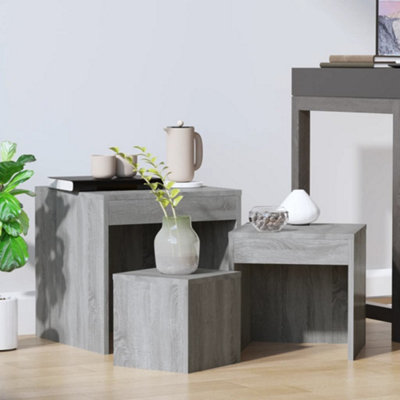 Vidaxl Nesting Tables 3 Pcs Grey Sonoma Engineered Wood from B&Q
