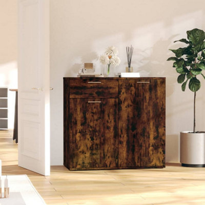 B&Q -  Sideboard Smoked Oak 80X36X75 Cm Engineered Wood