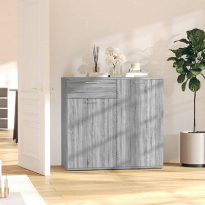 B&Q -  Sideboard Grey Sonoma 80X36X75 Cm Engineered Wood