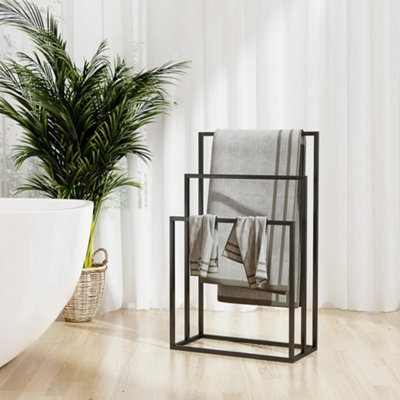 Vidaxl Freestanding Towel Rack Black 48X24X79 Cm Iron from B&Q