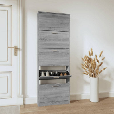 B&Q -  Shoe Cabinet Grey Sonoma 59X17X169 Cm Engineered Wood