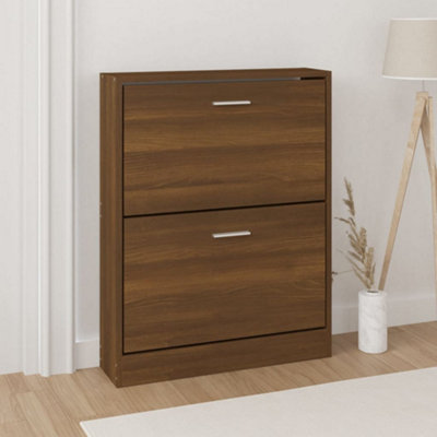 B&Q -  Shoe Cabinet Brown Oak 59X17X81 Cm Engineered Wood