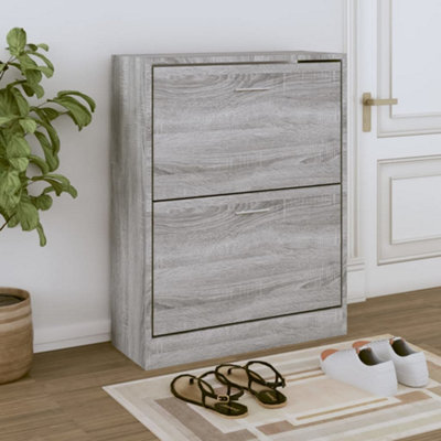 B&Q -  Shoe Cabinet Grey Sonoma 63X24X81 Cm Engineered Wood