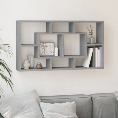 Vidaxl Wall Display Shelf 8 Compartments Grey Sonoma from B&Q