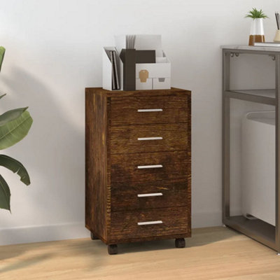 Vidaxl Drawer Cabinet With Castors Smoked Oak Engineered Wood