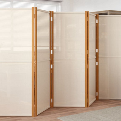 VIDAXL 5 Panel Room Divider - Cream - Wood - Image 3