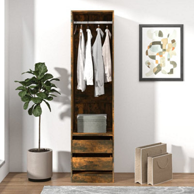 Vidaxl Wardrobe With Drawers Smoked Oak 50X50X200 Cm Engineered Wood from B&Q