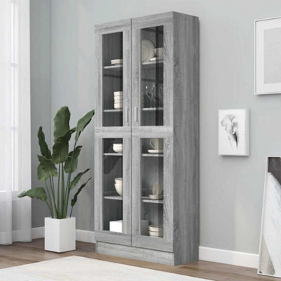 Vidaxl Vitrine Cabinet Grey Sonoma 82.5X30.5X185 Cm Engineered Wood from B&Q