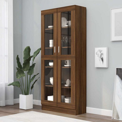 Vidaxl Vitrine Cabinet Oak 82.5X30.5x185.5 Cm Engineered Wood Brown