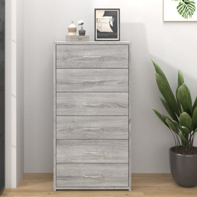 B&Q -  Sideboard With 6 Drawers Grey Sonoma 50X34X96 Cm Engineered Wood