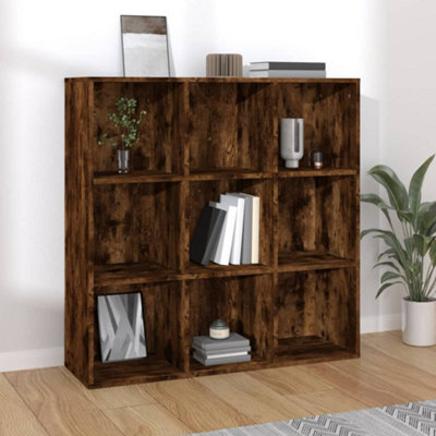 vidaXL Oak Bookcase - 9 Shelf - 98 x 98 x 30cm - Brown - Image 4