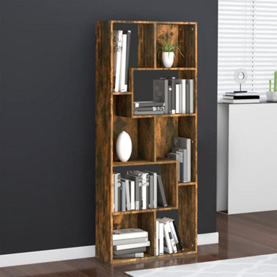 B&Q -  Book Cabinet Smoked Oak 67X24X161 Cm Engineered Wood