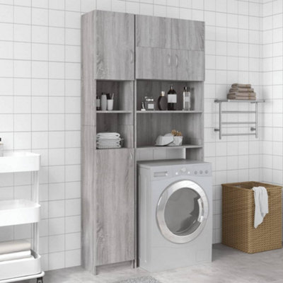 Vidaxl Grey Bathroom Cabinet Sonoma 32X25.5x190 Cm Engineered Wood